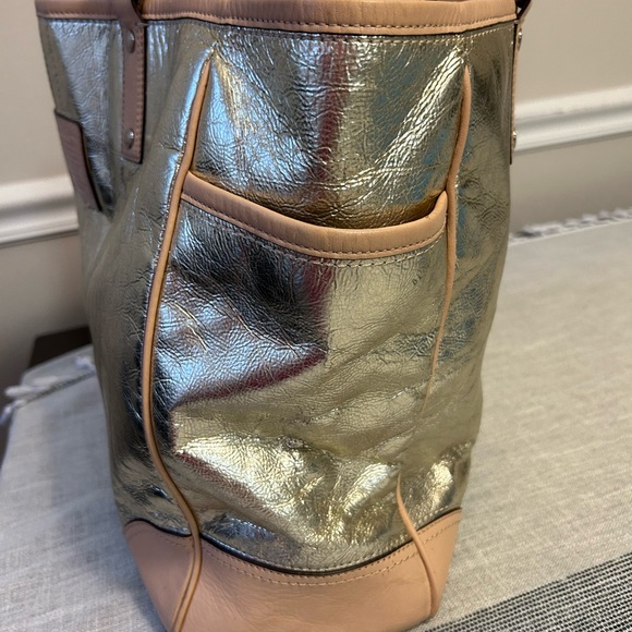 COACH Metro 26141E Metallic Silver Vachetta Leather XL Tote Weekend Bag - Picture 9 of 11